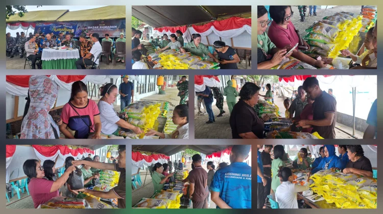 TNI di Beranda Utara NKRI Gelar Bazar Murah  Ramadan