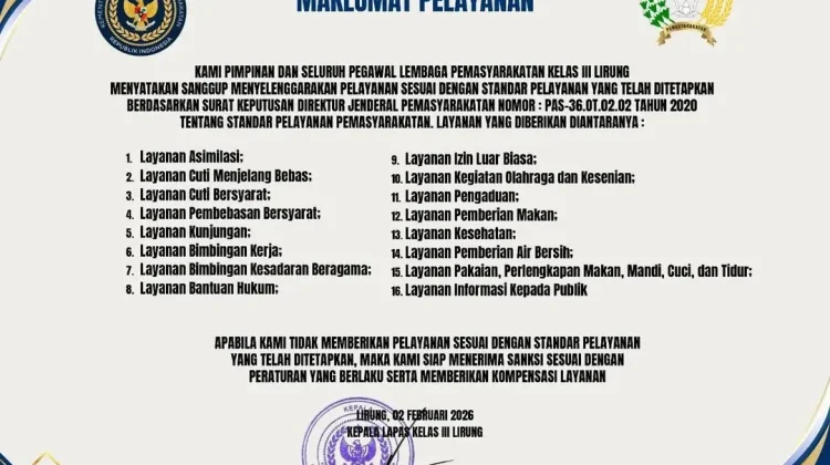 Lapas Kelas III Lirung Berkomitmen Tingkatkan Standar Pelayanan