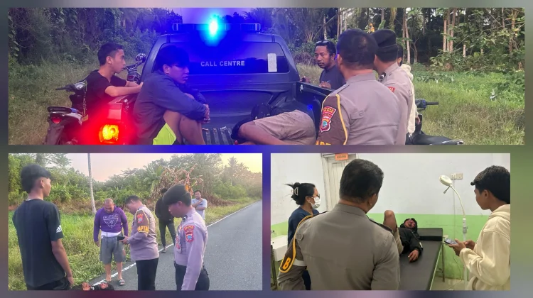 Respon Cepat, Pamapta Polres Talaud Tangani Lakalantas Tunggal