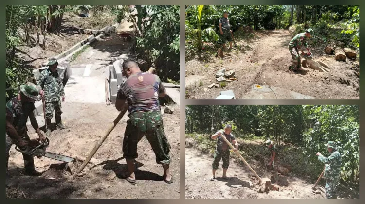 Sinergi TNI dan Warga Tuntaskan Jalan Jembatan Garuda Kalsel