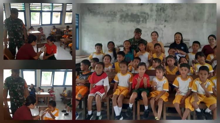 Babinsa Kakorotan Dampingi Vaksinasi BIAS di Sekolah Dasar