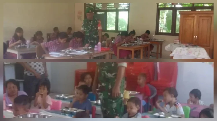 Babinsa Kawal Distribusi Makan Bergizi Gratis di Beo