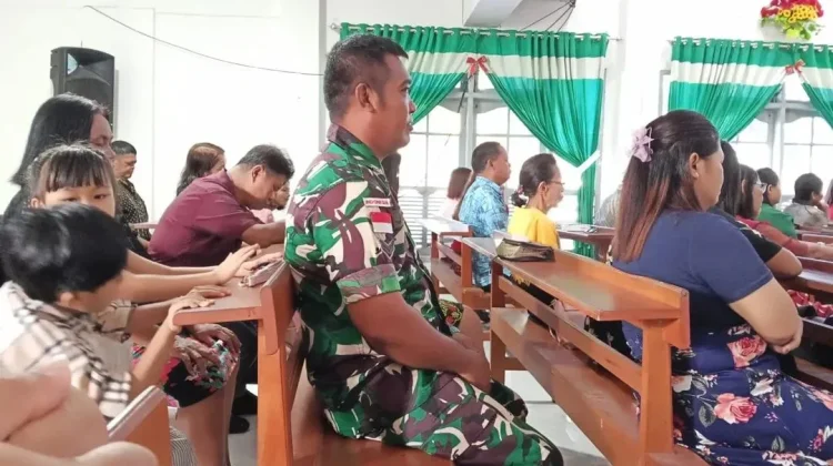 Babinsa Koramil Beo Laksanakan Ibadah serta Pengamanan Gereja