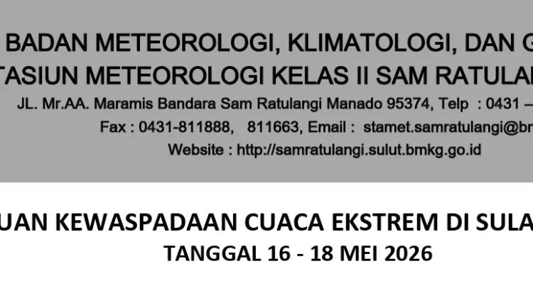 BMKG Imbau Waspada Cuaca Ekstrem di Sulawesi Utara