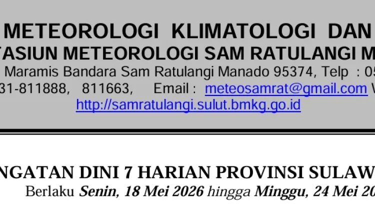 BMKG Sulut: Waspada Hujan Lebat dan Angin Kencang