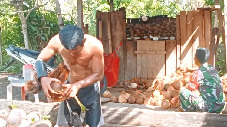 Babinsa Kabaruan Bantu Petani Kelolah Hasil Pertanian
