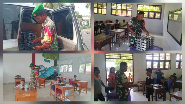 Babinsa Kawal Distribusi Makan Bergizi Gratis di Talaud