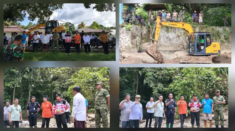 Kodim 1312/Talaud dan Warga Bersihkan Bendungan Ambela