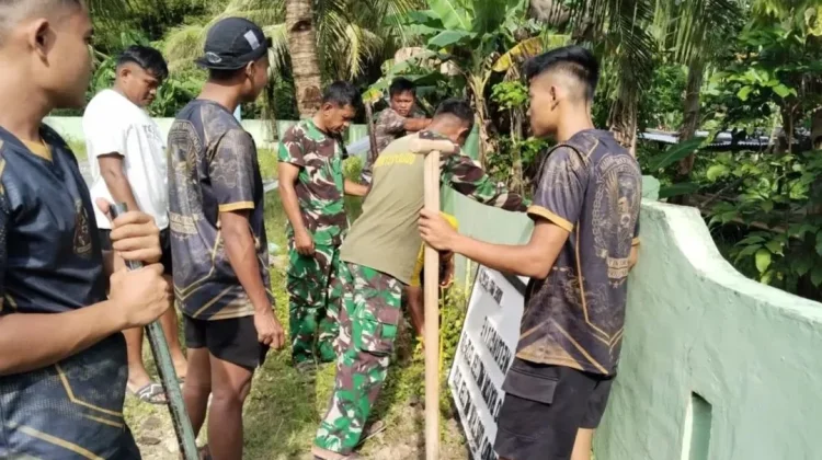 Sinergi TNI dan Rakyat Benahi Makoramil 08 Melonguane