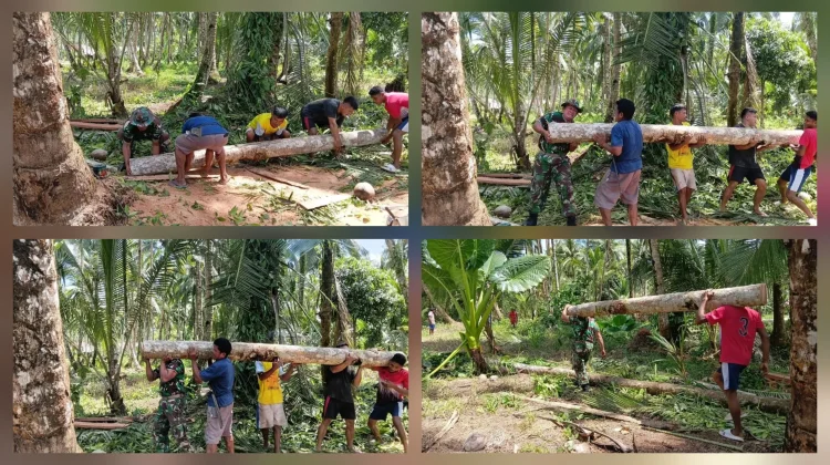 TNI Bersama Warga Bangun Jembatan Darurat Bannada