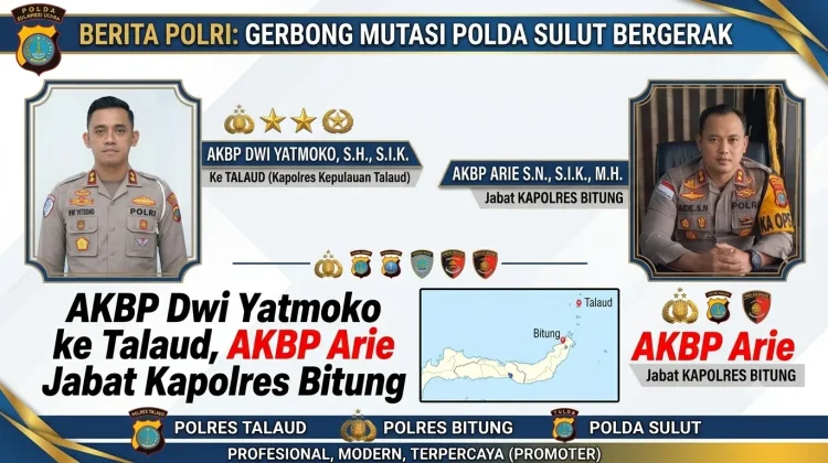 AKBP Dwi Yatmoko Jadi Kapolres  Talaud, AKBP Arie Jabat Kapolres Bitung