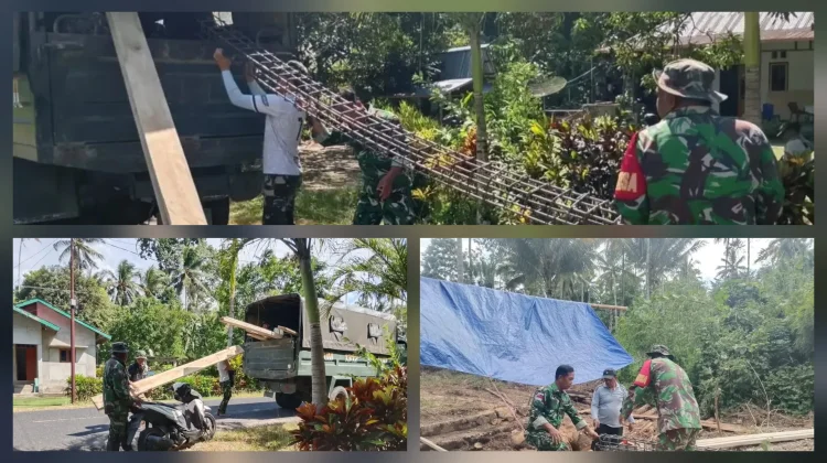 Karya Bakti TNI Bersama Warga  Talaud Bangun Jembatan