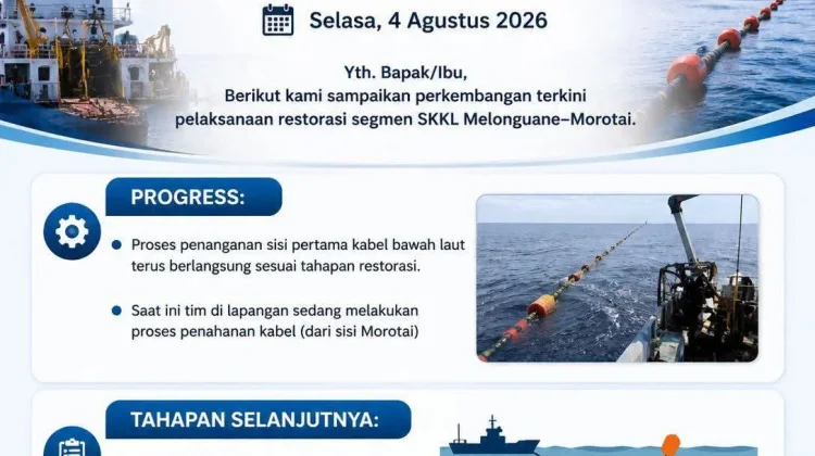 Restorasi SKKL Melonguane–Morotai Masuki Tahap Penahanan Kabel dari Sisi Morotai