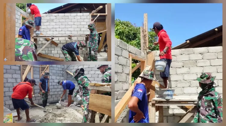 Babinsa Koramil Rainis Gotong Royong Bangun RTLH Nunu