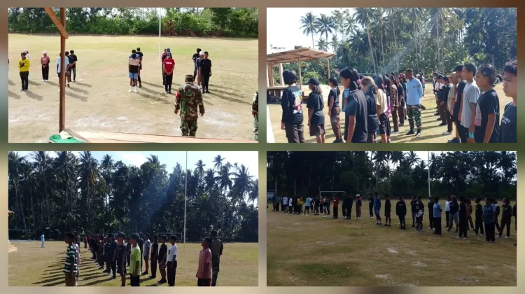 Babinsa Koramil Melonguane Latih PBB Siswa Sekolah