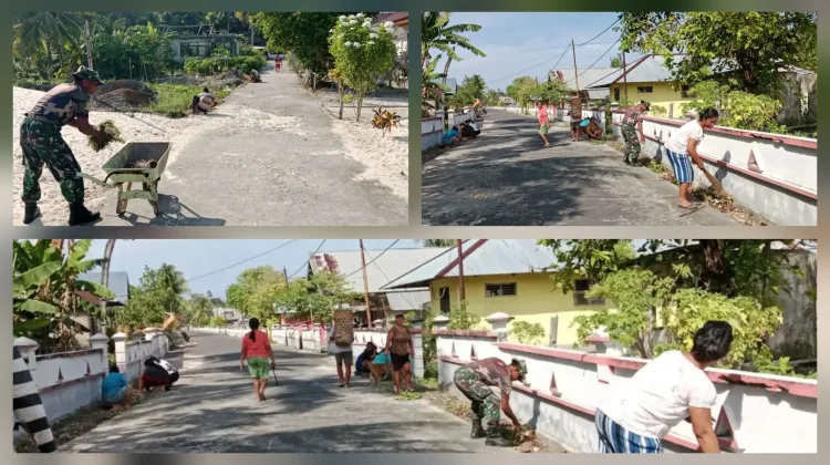 Sambut HUT RI ke-81, Warga Dampulis dan Babinsa Gelar Kerja Bhakti
