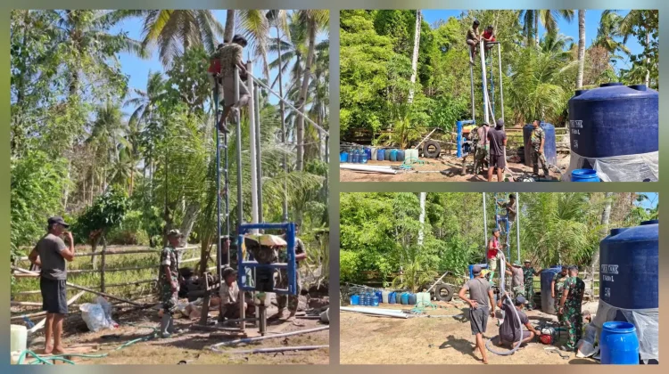 Danramil 1312-01/Kabaruan Turun Tangan Gali Sumur Bor Bersama Warga