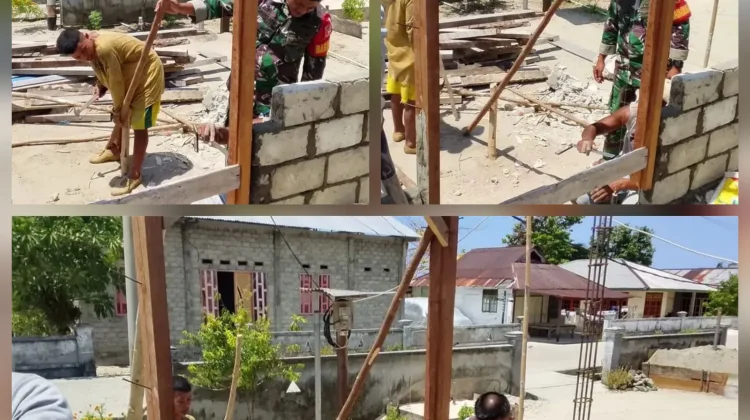 Kemanunggalan TNI-Rakyat: Babinsa Koramil Rainis Bantu Bangun RTLH