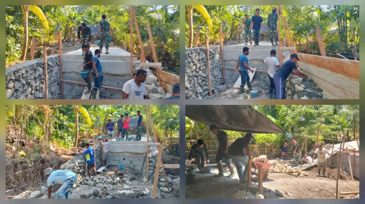 TNI Bersama Warga Essang Percepat Pembangunan Jembatan Bulude