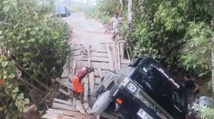 Jembatan Ihik–Birang Ambruk, Kecamatan Damau Siapkan Kerja Bakti