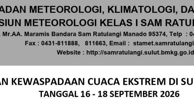 BMKG Sebut Cuaca Ekstrem Ancam Sulut, Masyarakat Harus Tingkatkan Kewaspadaan