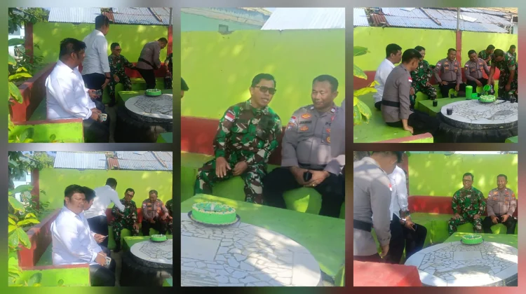 Syukuran HUT TNI Ke-81, Polsek Sambangi Koramil 1312-07 Miangas