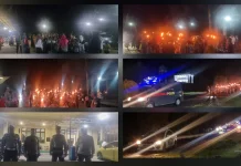 Kapolsek Melonguane Pimpin Pengamanan Pawai Obor Remaja Masjid