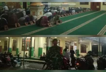 Babinsa Melonguane Amankan Ibadah Ramadhan di Masjid Jabbal Rahmah