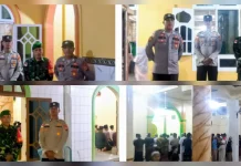 Polsek Lirung Amankan Ibadah Salat Tarawih Masjid Al-Anzhar