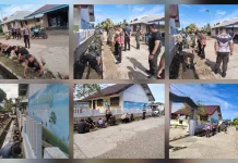 Sinergi TNI-Polri dan Pemerintah Bersihkan SD Katolik Peret