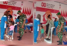 Babinsa Miangas Dampingi Layanan Posyandu Balita Ibu Hamil