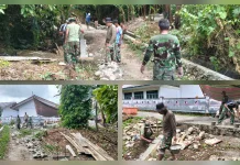Sinergi TNI dan Masyarakat Percepat Pembangunan Jembatan Kalongan