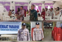 Kapolsek Melonguane Hadiri Minggu Kasih di Jemaat Bukit Sinai