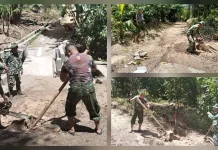Sinergi TNI dan Warga Tuntaskan Jalan Jembatan Garuda Kalsel