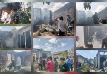 Koramil 03 Beo Bantu Padamkan Kebakaran Dua Rumah