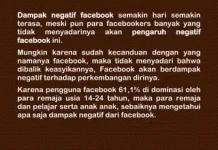 Dampak Buruk Penggunaan Facebook Perlu Diwaspadai