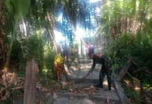 Babinsa dan Warga Pannulan Gotong Royong Bersihkan Lingkungan