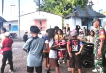 Babinsa Berbagi Ilmu Seni Musik Kepada Grup Drum Band