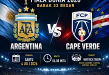 Prediksi Skor : Argentina VS Cape Verde Babak 32 Besar Piala Dunia 2026