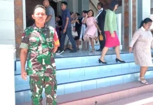 Babinsa Jaga Kamtibmas Ibadah Minggu di Torsina Bitunuris