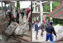 Babinsa dan Warga Marampit Gotong Royong Bersihkan Gereja Tua