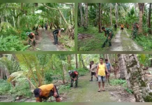 Kompak, TNI dan Warga Miangas Bersihkan Jalan Produksi