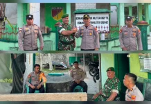 Sinergi Kapolsek dan Koramil Lirung Kawal Pembangunan Jembatan