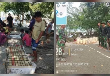 Sertu Yerobeam Bersama Warga Tule Bangun Plat Deker