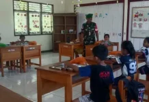 TNI Kawal Makan Bergizi Gratis Anak Sekolah di Beo Selatan Talaud