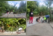 Babinsa Koramil 04/rainis, Gotong royong Pasang Paving Blok di desa Pulutan