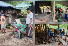 Babinsa Koramil Rainis Bantu dan Pantau Pembangunan RTLH Warga Nunu