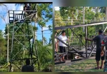 Babinsa dan Warga Desa Pantuge Gotong Royong Dirikan Tower Penampung Air