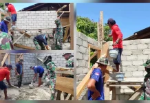 Babinsa Koramil Rainis Gotong Royong Bangun RTLH Nunu