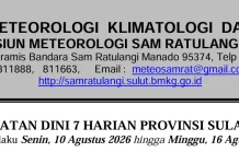 BMKG: Nihil Potensi Hujan Lebat Sepekan di Sulut